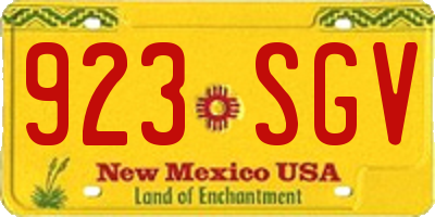 NM license plate 923SGV