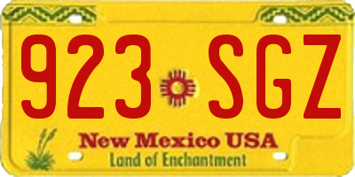 NM license plate 923SGZ