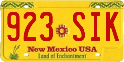 NM license plate 923SIK