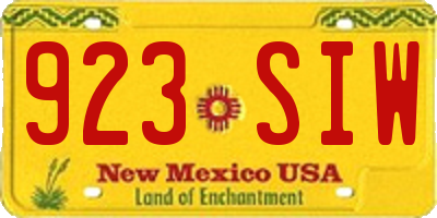 NM license plate 923SIW