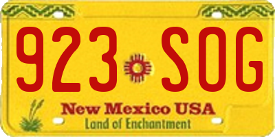 NM license plate 923SOG