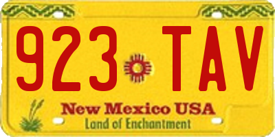 NM license plate 923TAV
