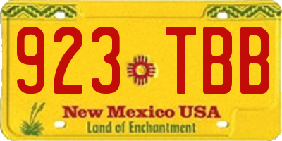 NM license plate 923TBB