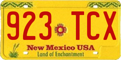 NM license plate 923TCX