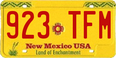 NM license plate 923TFM