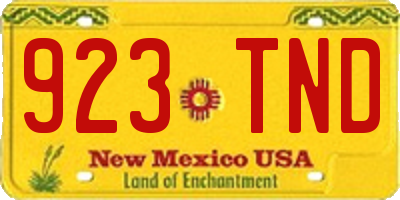 NM license plate 923TND