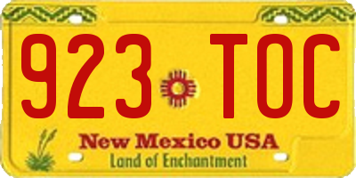 NM license plate 923TOC