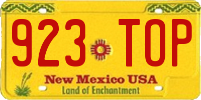 NM license plate 923TOP
