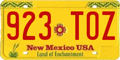 NM license plate 923TOZ