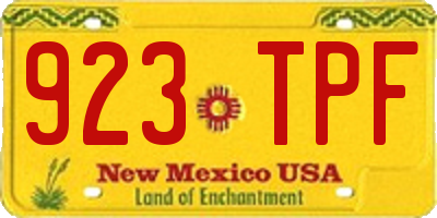 NM license plate 923TPF