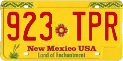NM license plate 923TPR