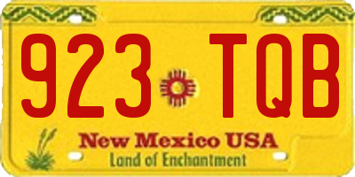 NM license plate 923TQB
