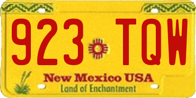 NM license plate 923TQW