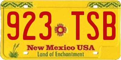 NM license plate 923TSB