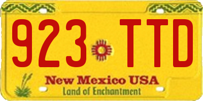 NM license plate 923TTD