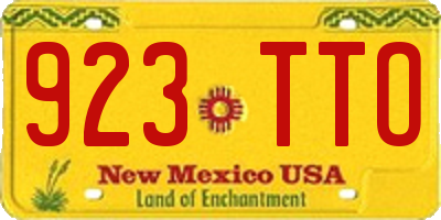 NM license plate 923TTO