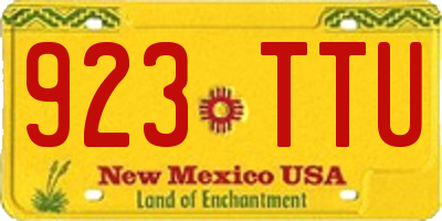 NM license plate 923TTU
