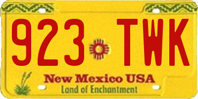 NM license plate 923TWK