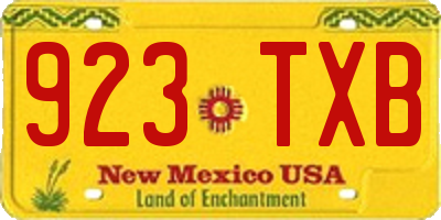 NM license plate 923TXB