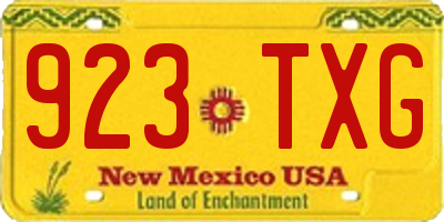 NM license plate 923TXG