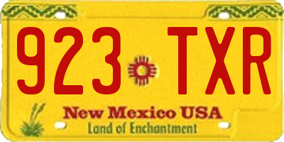 NM license plate 923TXR