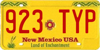 NM license plate 923TYP
