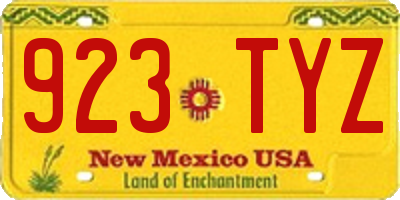 NM license plate 923TYZ
