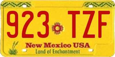 NM license plate 923TZF