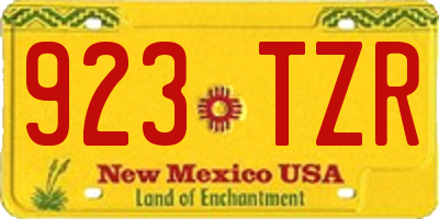 NM license plate 923TZR