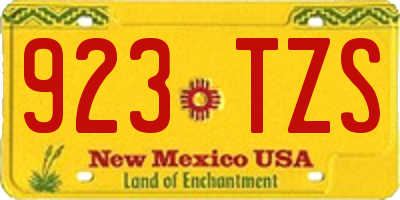 NM license plate 923TZS