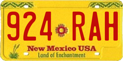 NM license plate 924RAH