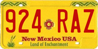 NM license plate 924RAZ
