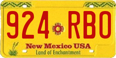 NM license plate 924RBO