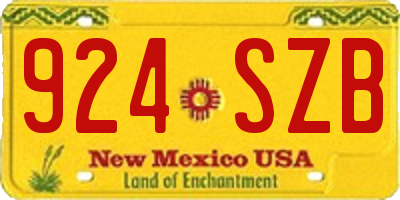 NM license plate 924SZB