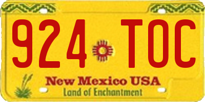 NM license plate 924TOC