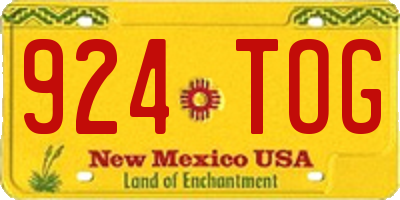 NM license plate 924TOG
