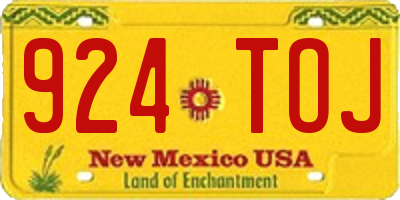 NM license plate 924TOJ