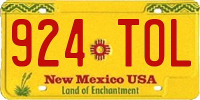 NM license plate 924TOL