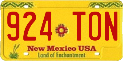 NM license plate 924TON