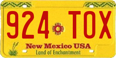 NM license plate 924TOX