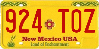 NM license plate 924TOZ