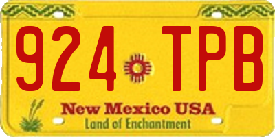 NM license plate 924TPB