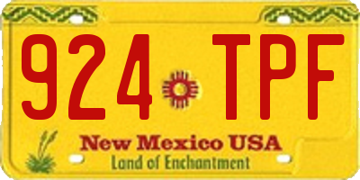 NM license plate 924TPF