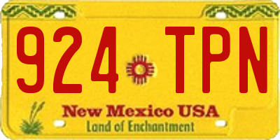 NM license plate 924TPN