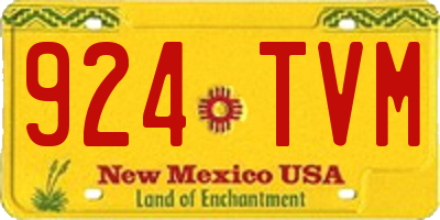 NM license plate 924TVM