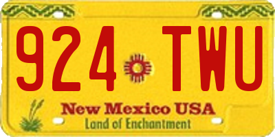 NM license plate 924TWU