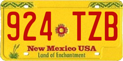 NM license plate 924TZB