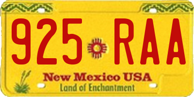 NM license plate 925RAA