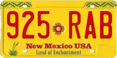 NM license plate 925RAB