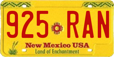 NM license plate 925RAN